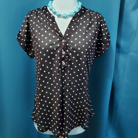 Classic Black & White sheer blouse  - Large - Picture 1 of 5